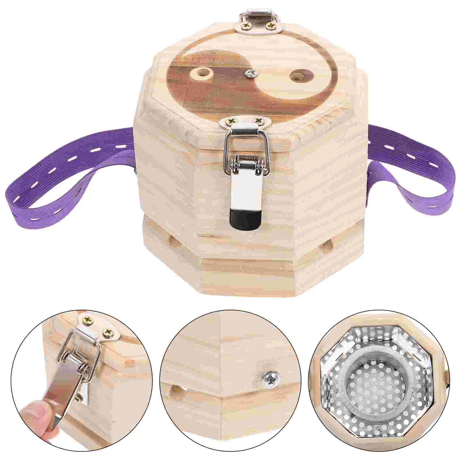 1pc Portable Moxibustion Box Solid Wood Body Moxa Device Moxa Burning Tool Moxibustion Can Household Moxibustion Box