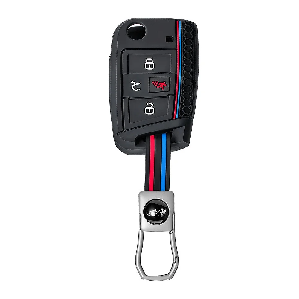 4 Buttons Silicone Car Key Case Cover Fob For Volkswagen VW Golf 7 ALLTRACK MK7 Tiguan SEAT Ateca Leon FR 2 Ibiza Skoda Octavia
