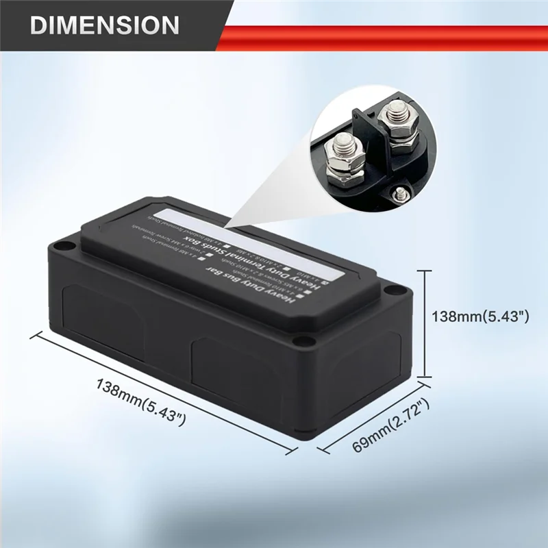 300A حافلة بار توزيع الطاقة كتلة الثقيلة وحدة تصميم 12-48 فولت تيار مستمر بسبار صندوق عدة مع 4 X M8 (5/16 بوصة) محطة ترصيع مجموعة