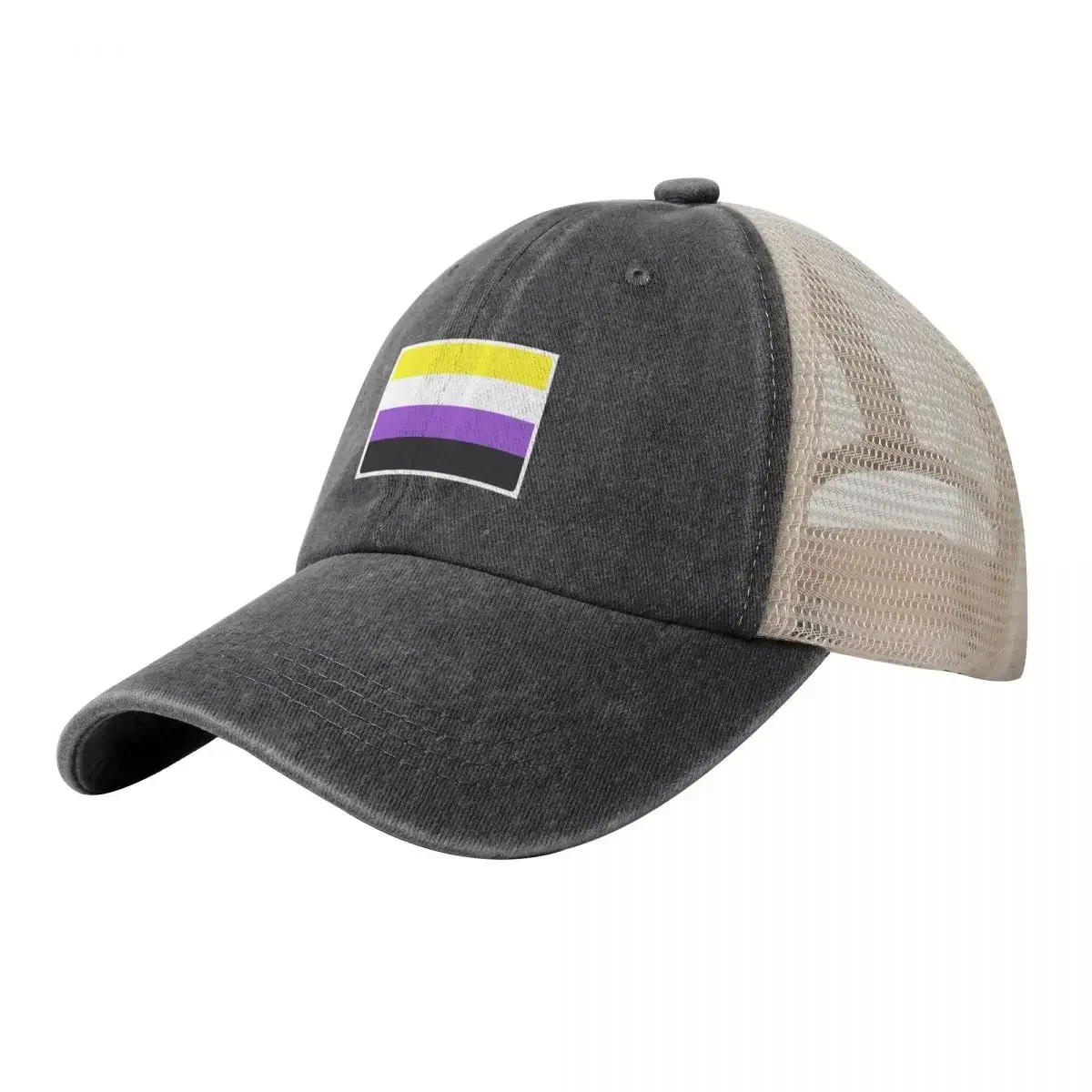 Non-Binary Flag Cowboy Mesh Baseball Cap Hat Man Luxury Hat Beach Hat For Men Women's