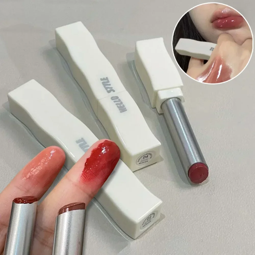 White Tube Mirror Jelly Solid Lip Gloss Lipstick Hydrating Clear Red Brown Moisturizer Lips Tint Nature Nude Lip Makeup Cosmetic