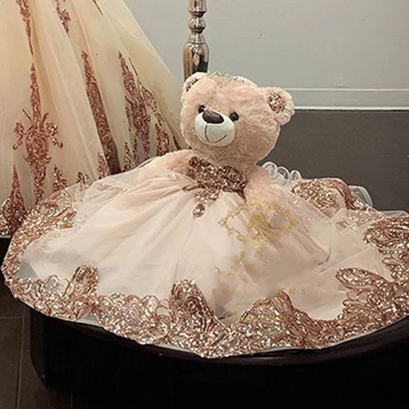 Ayı Elbise Kız Pageant Elbise Düğün Için Özelleştirilmiş Prenses İlk Communion Elbise Vestido niña Mini Charro Quinceanera