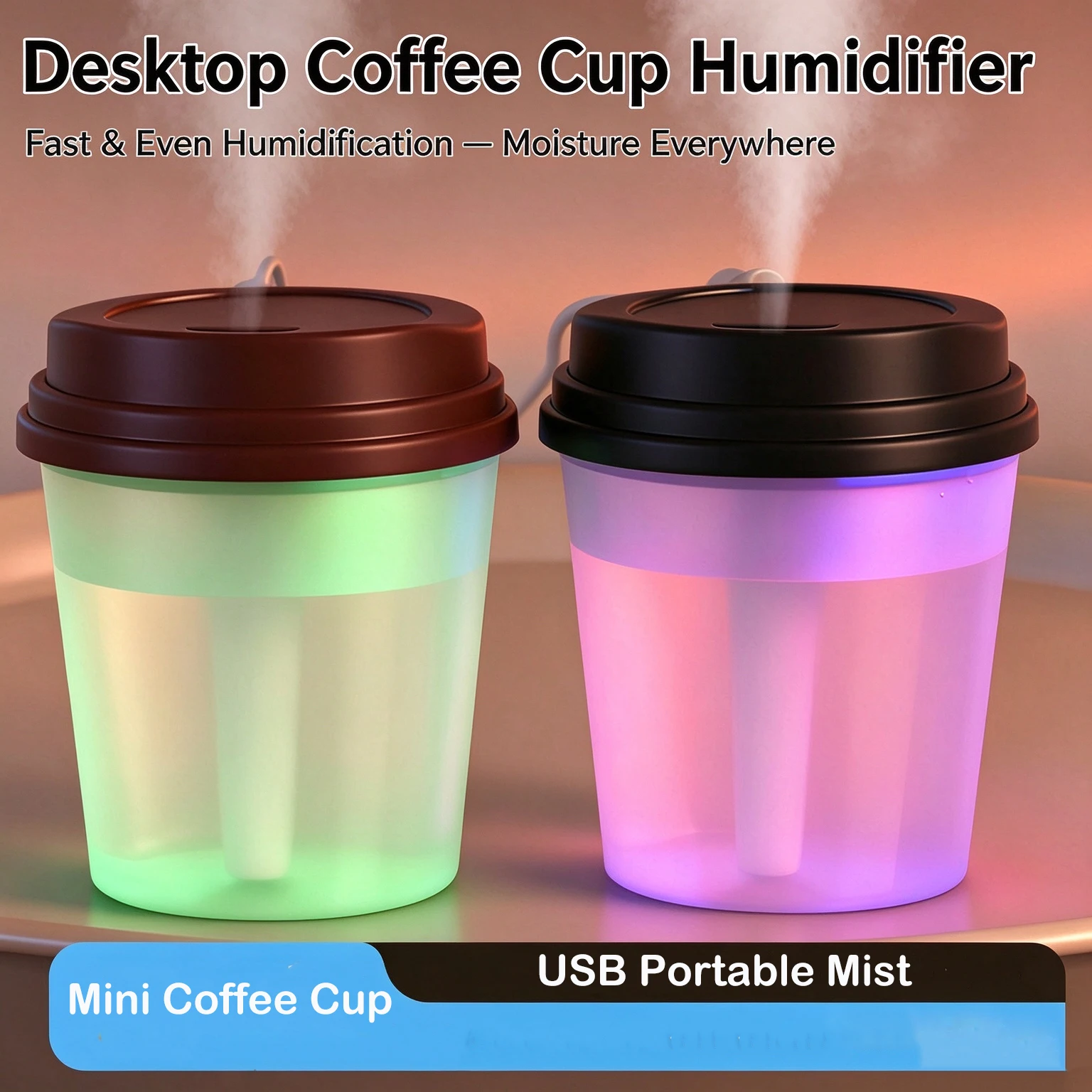 Desk Setup Lamp - Mini koffiekop luchtbevochtiger USB draagbare nevelmaker