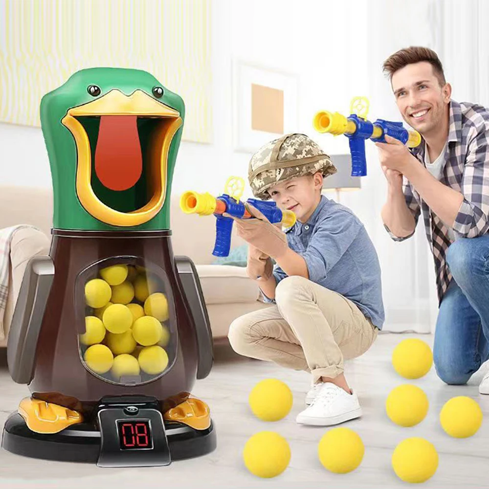 Hungry Shooting Duck Toys Air-powered Gun Soft Bullet Ball With Light Electronic Scoring Battle Games Funny Gun Toy for Kids