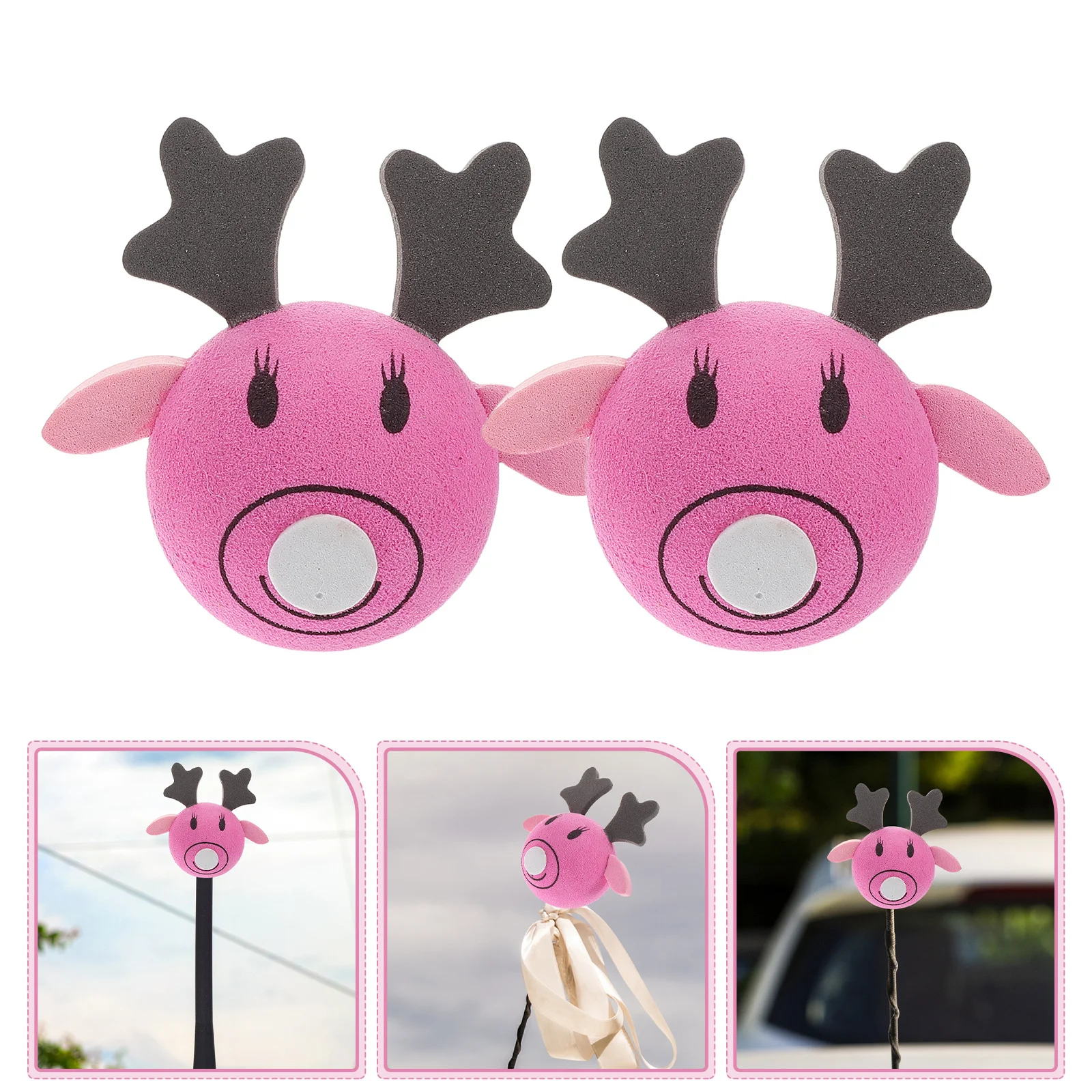 

2Pcs Reindeer Car Antenna Cover Unique Flair Weather Resistant Festive Auto Decoration Car Antenna Top Decoration