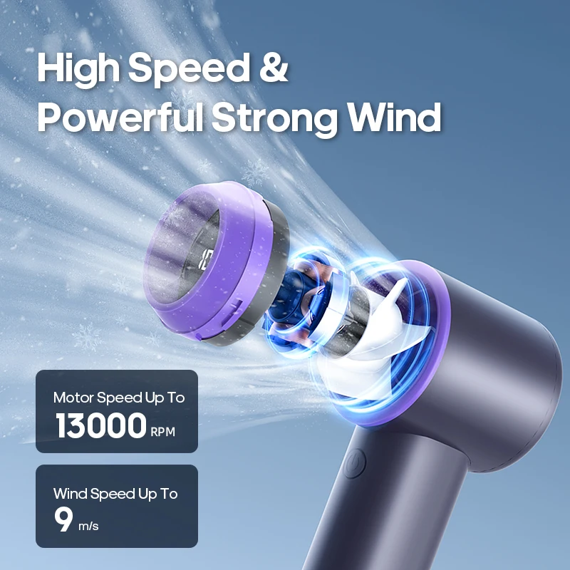 Kinscoter مروحة توربو صغيرة محمولة للاستخدام الخارجي 3000 مللي أمبير في الساعة USB قابلة لإعادة الشحن 100 ترس مروحة رقبة محمولة يمكن ارتداؤها مع شاشة عرض LED