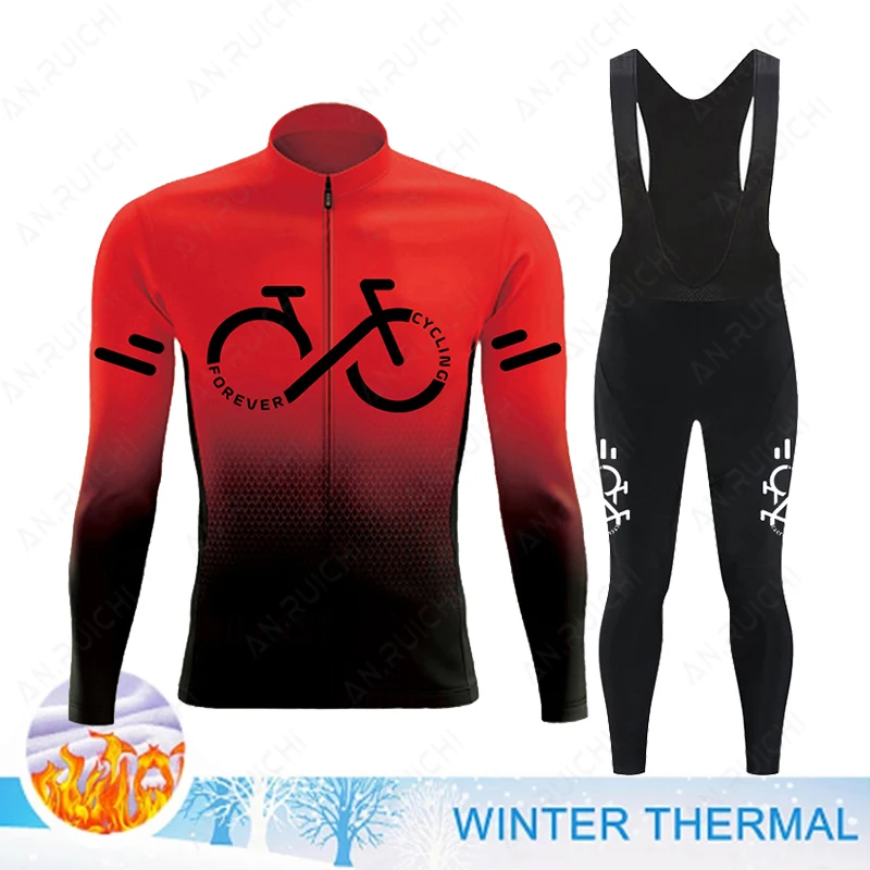 2023 Winter Thermal Fleece Cycling Jersey Set Mens Mountian Bicycle Clothes Wear Ropa Ciclismo Racing Team Bike Cycling Clothing