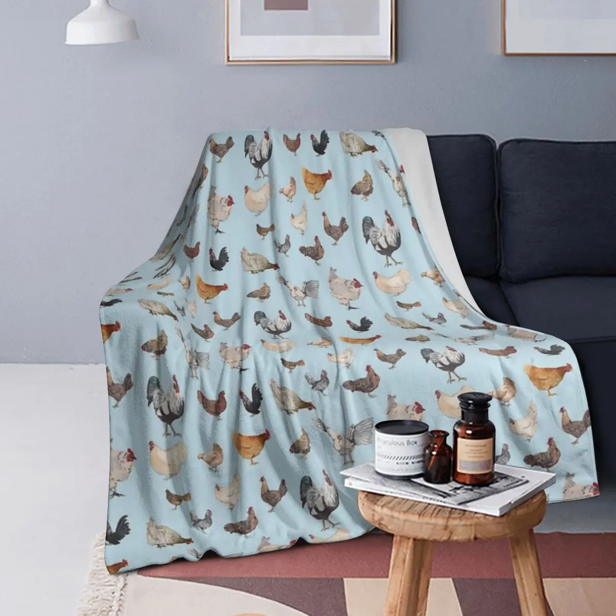 

Chicken Happy Blankets Soft Warm Flannel Throw Blanket Cover for Bed Living room Picnic Travel Home Sofa