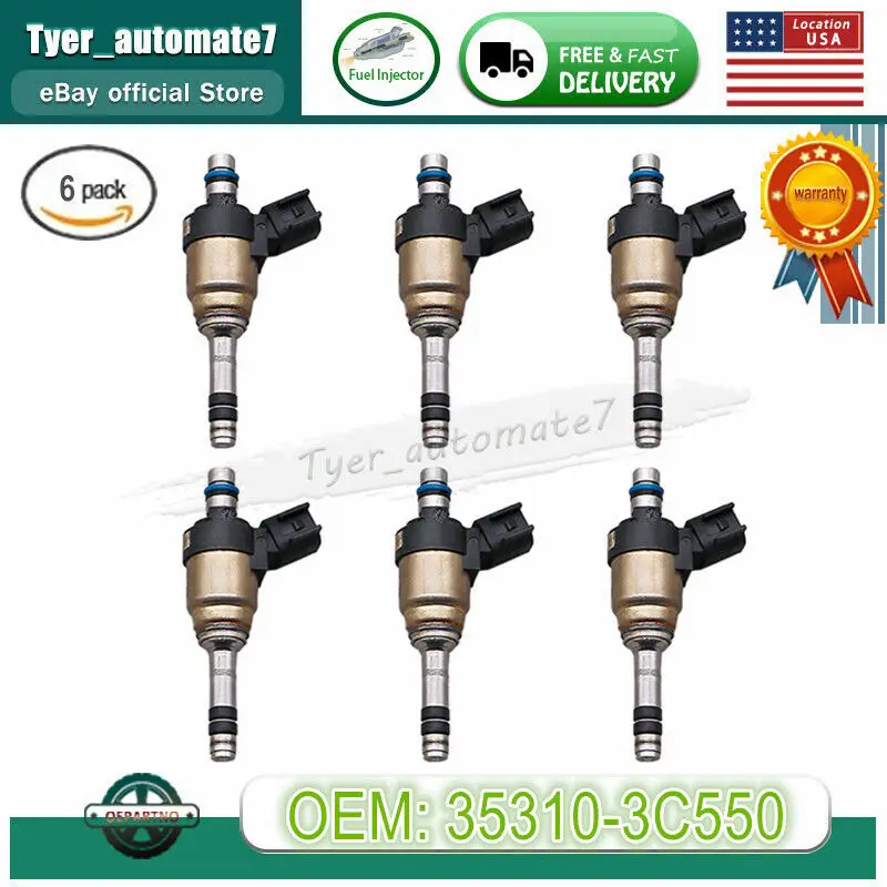 

6x GDI Fuel Injector 35310-3C550 fit 09-16 Hyundai Genesis Coupe Genesis 3.8L V6