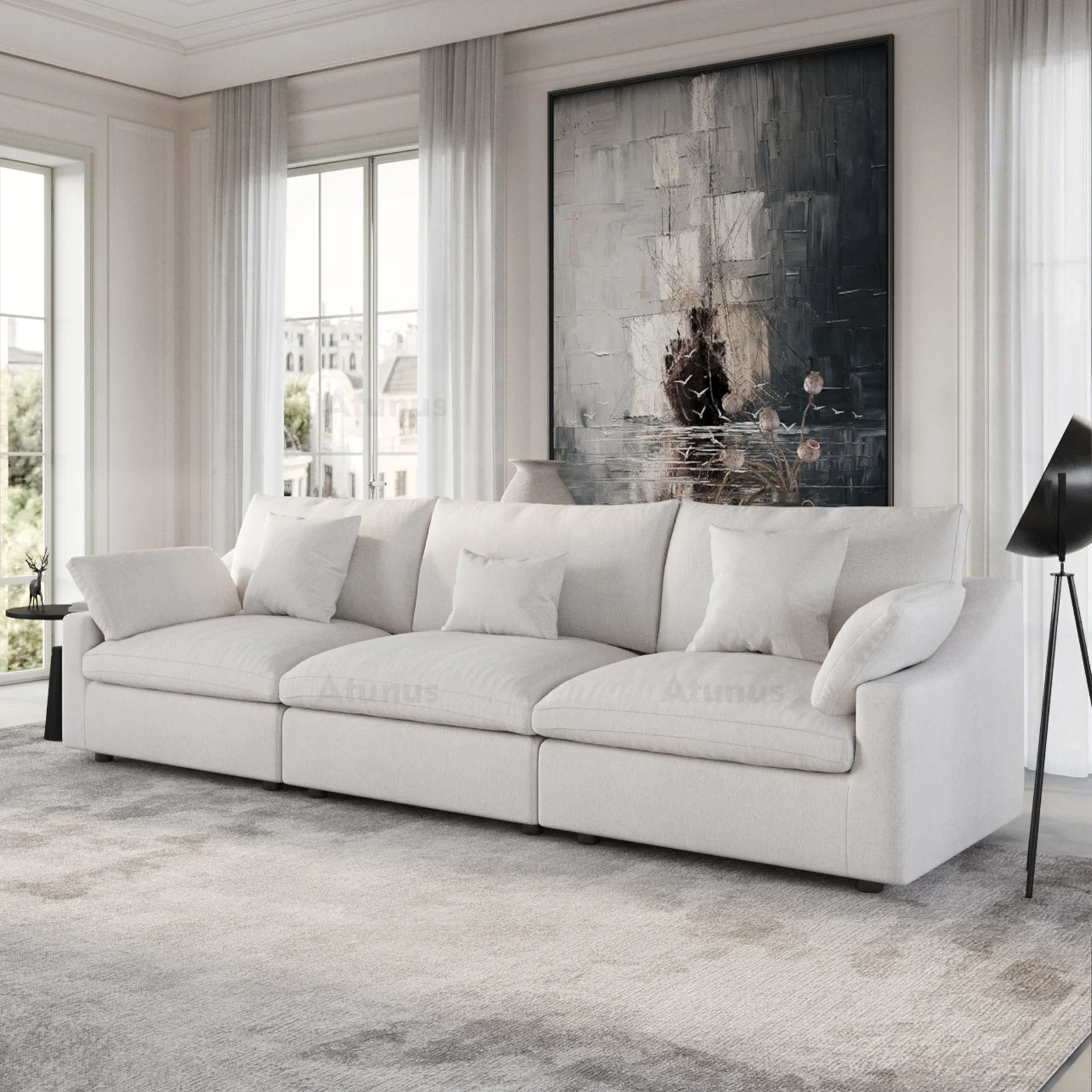 Furniture Drop Shipping  L Shape 3 4 7 Seater Chenille Fabric Living Room Nordic Black White Grey Modular Sectional Couch Sofa