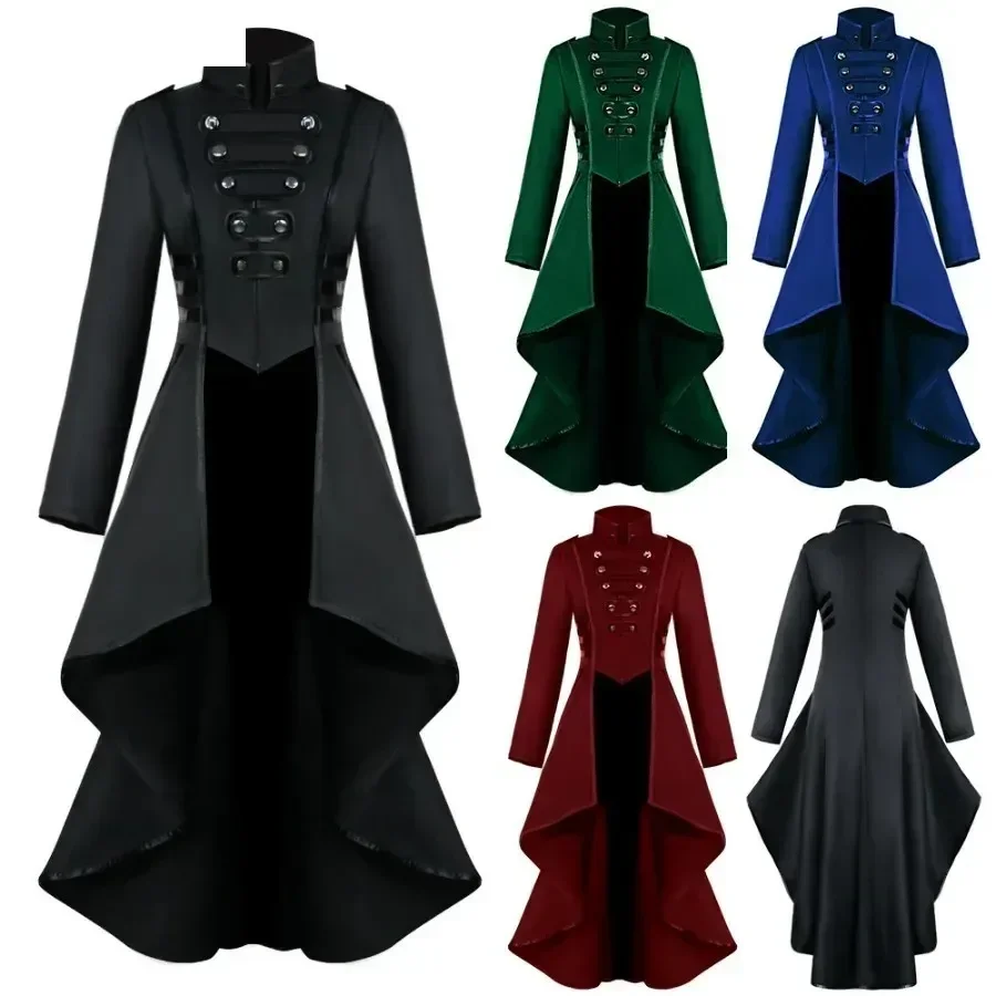 Trajes Steampunk Retrô Medievais Femininos, Cosplay Gótico, Jaqueta de Fraque para Meninas, Casaco Vitoriano Feminino, Tuxedo para Festa de Halloween