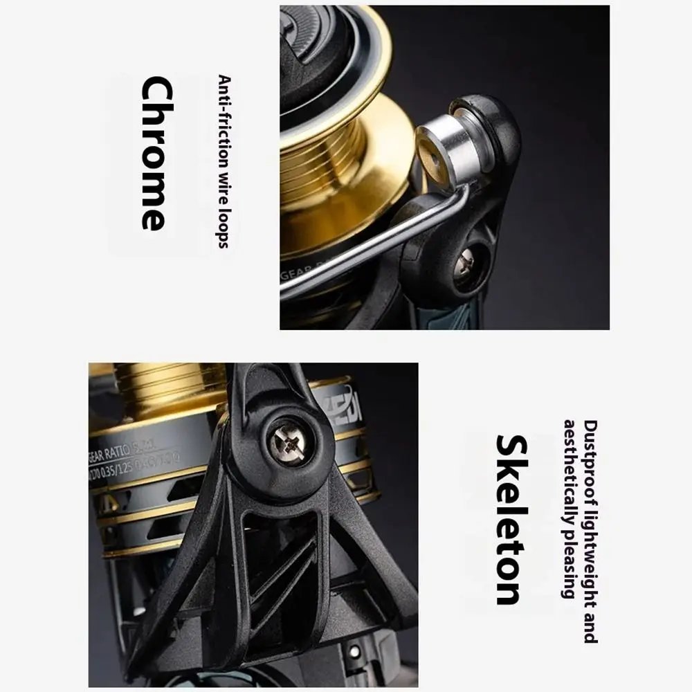 

Double Rocker Arm Fishing Metal Spool OK2000-OK7000 Comfortable Grip Carp Spinning Reel No Gap 5.2:1 Gear Ratio
