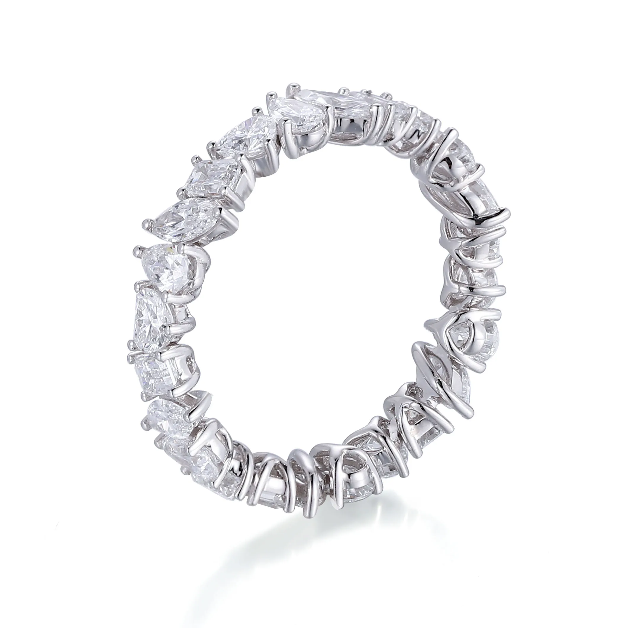 Provence echtes 18K Weißgold DEF Farbe Marquise Herzschliff voller Labordiamant Verlobungsringe für Frauen Benutzerdefinierter Luxus-Ehering