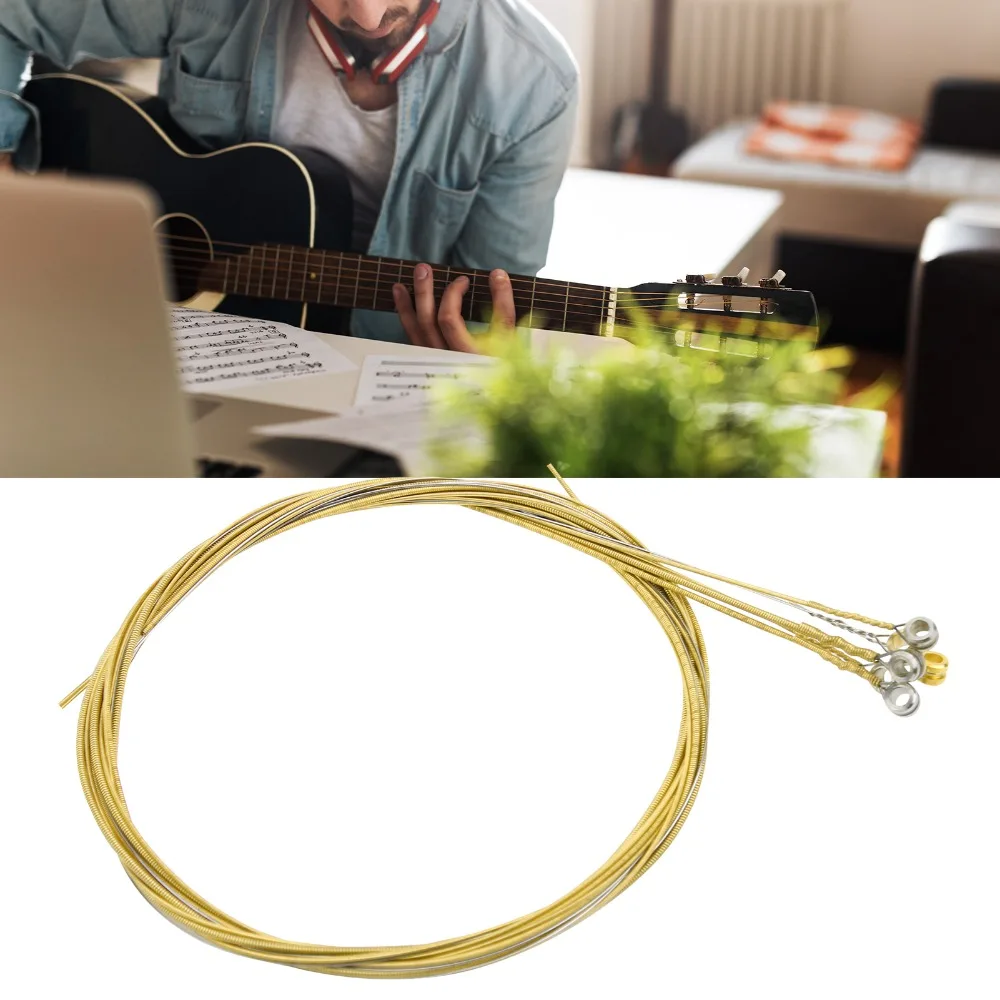 2 Sets Anti Rust Coating Acoustic Guitar Strings Golden+Silver Brass Material Guitar String Replacement Guitar Parts Accessories