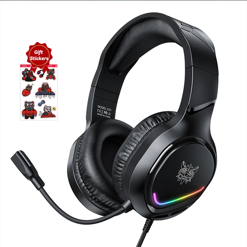 ONIKUMA X31 Wired Gaming Headset Noise Cancelling Headphones Music Earphones Suitable For Computer Laptop With RGB Lighting Mic