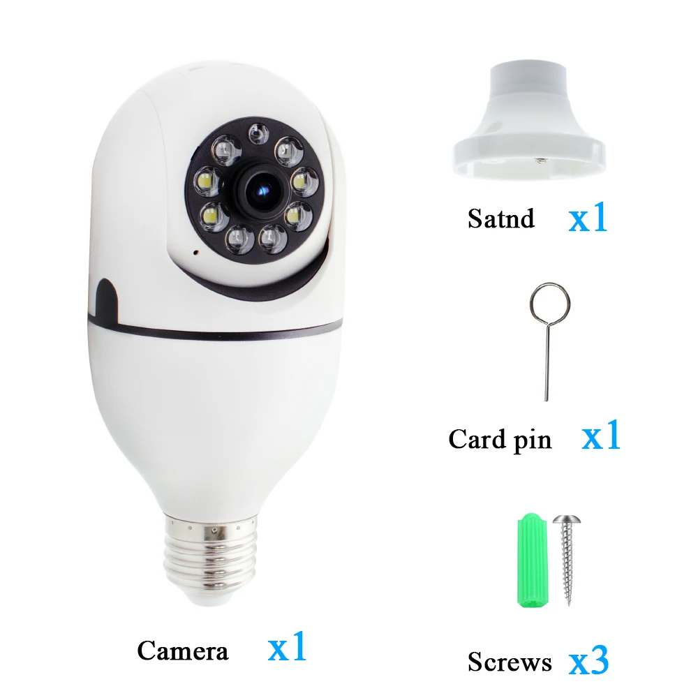 Imagem -02 - Wgwk hd 1080p E27 Lâmpada Wifi Câmera Inteligente Visão Noturna Monitor de Áudio em Dois Sentidos Rastreamento Humano para Proteção de Segurança ao ar Livre em Casa