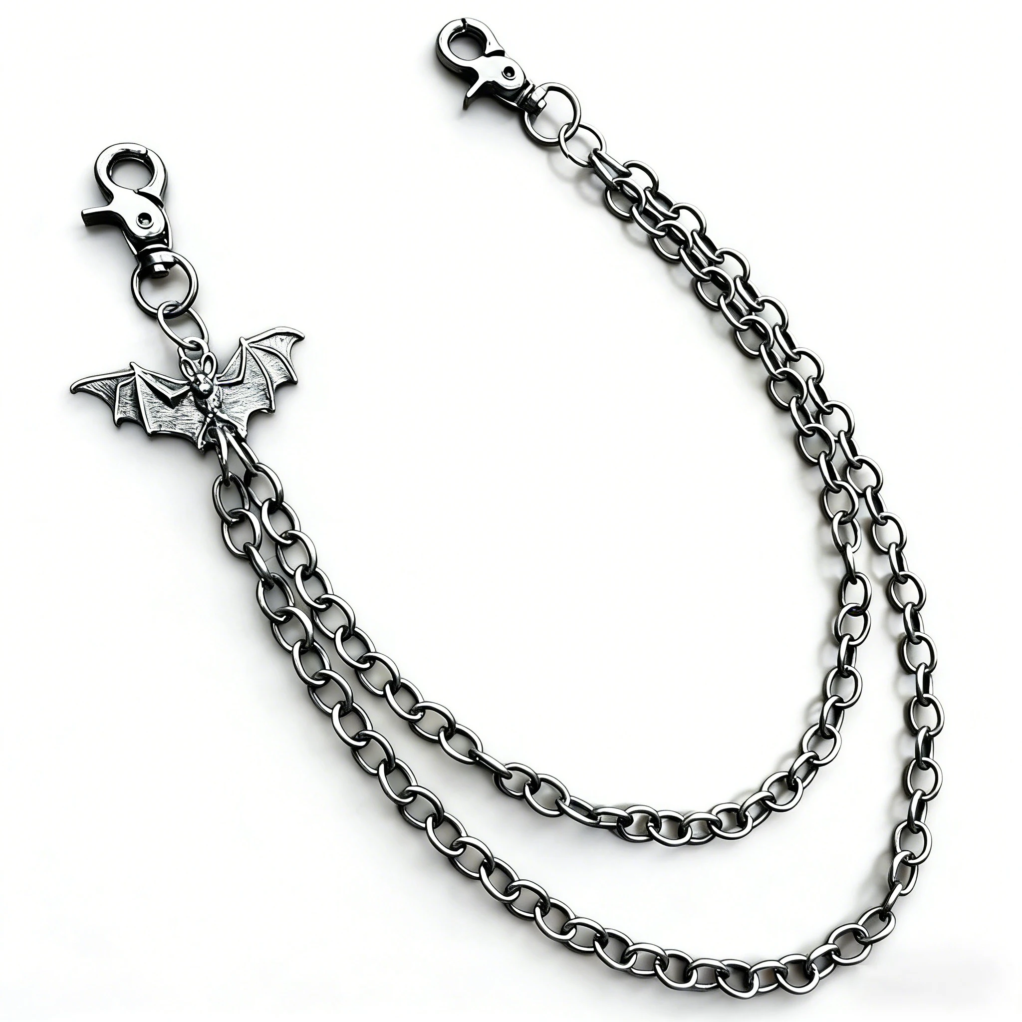 Retro punk style high street cool dark trend with bat pants chain jeans belt men and women all-match view 6