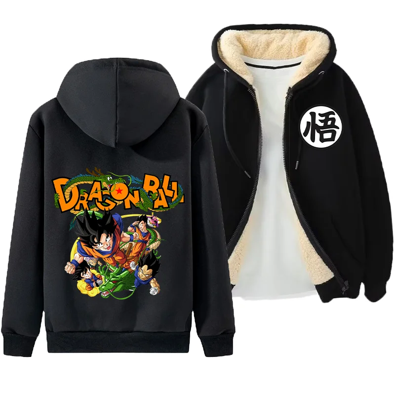 Sudadera con capucha Dragon Ball Z Goku Y2K para hombre, con cremallera, informal, deportiva, de manga larga, estilo Harajuku, ropa, chaqueta gruesa y cálida, ropa de calle