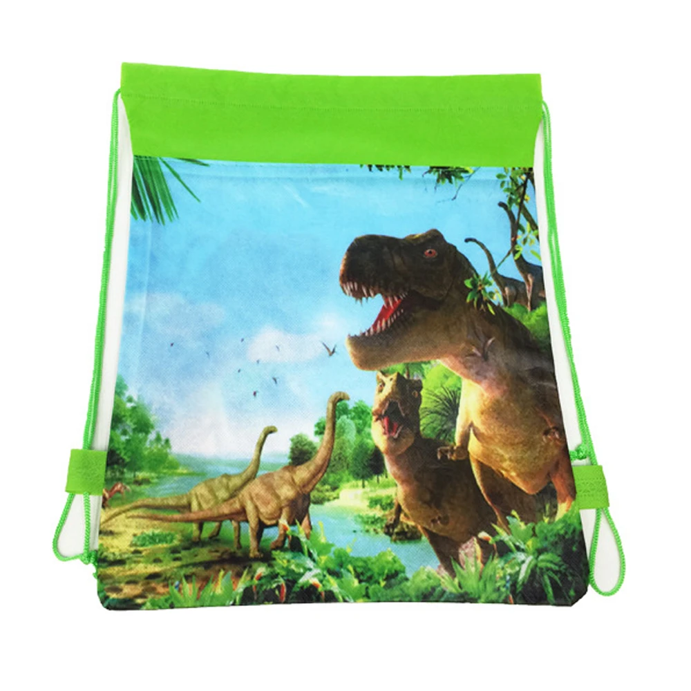 Dinosaur Theme 1pcs/lot Mochila Non-woven Fabrics Drawstring Happy Birthday Party Boys Favors Gifts Bags Decorations Backpack