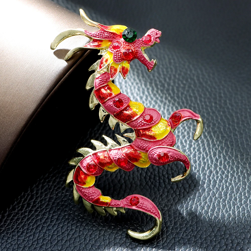 CINDY XIANG Enamel Chinese Dragon Brooch Large Fashion Chunjie Spring Festivel Pin Zodiac Jewelry 5 Colors