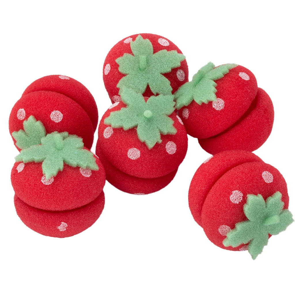 6Pcs Hair Curlers Soft Sponge Hair Curler to Sleep In Foam Rollers Ball Cute Strawberry Hair ers Lovely DIY Hairstyling Tools