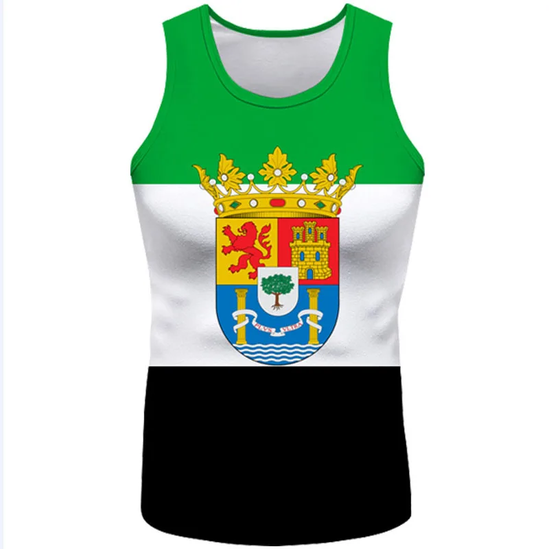 Extremadura Sleeveless Free Custom Made Name Merida Vest T-shirt Print Flag Word Plasencia Caceres Badajoz Espana Spanish Shirt