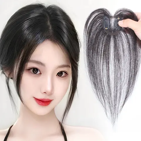 인간의 머리카락 작은 복숭아 심장 보이지 않는 통기성 머리 조각 스트레이트 토퍼 여성 머리카락 엷게하는 판매량 증가