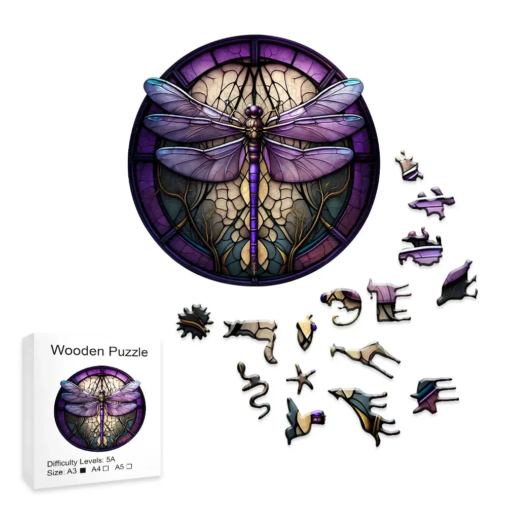 

Special-shaped Puzzle Dragonfly Wooden Jigsaw Puzzle Educational Creative Beautification Gift Perfect Gift Decorative Toys