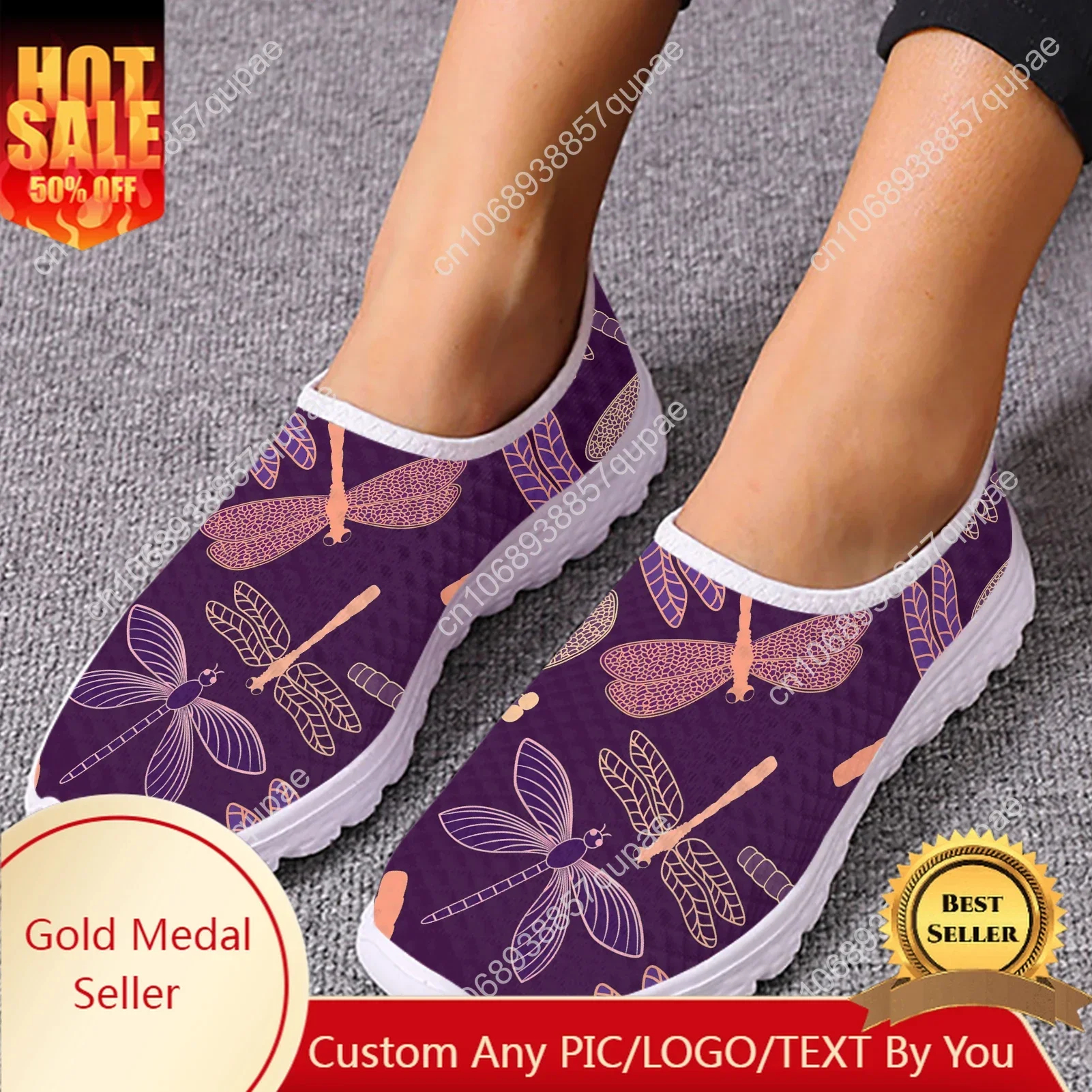 

Purple Boho Butterfly Dragonfly Mesh High Quality Sneaker Women Men Teenager Casual Fashion Custom Made Tennis Flat Couple Shoes
