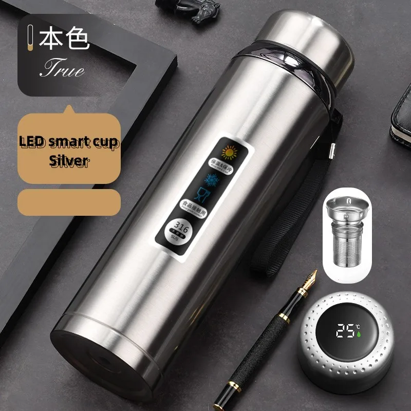 800-1500ml Insulated Water Bottle with LED Temperature Display Stainless Steel Tumbler Large Capacity Tea Cup Vaccum Flask