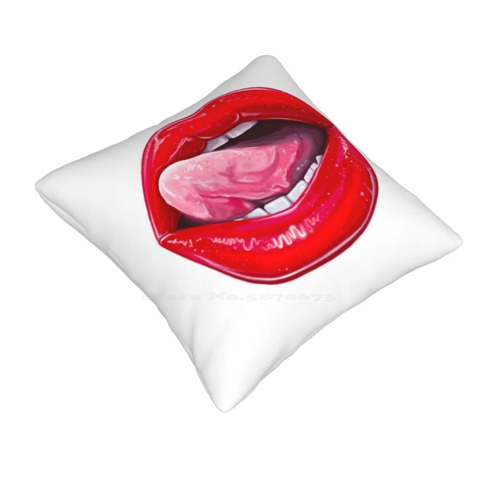 Red Lips Throw Cushion Pillow Cover Red Lips Lipstick Mouth Tongue