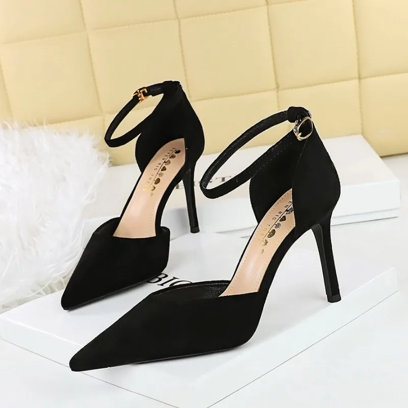 BIGTREE Summer Sexy High Heels Women Sandals Open Toe Solid Flock 9CM Thin Heels Cover Heel Outdoor Walking Woman Shoes White