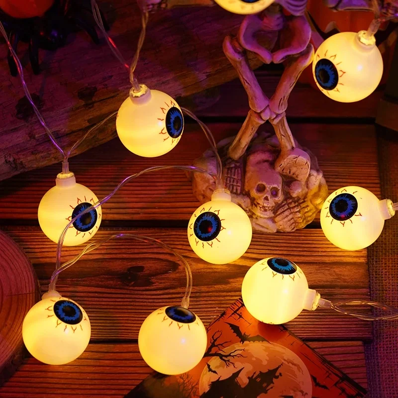 1PC Halloween Eyeball LED Lights Indoor/Outdoor Battery Operated String Lamps Haunted House Bar Holiday Party Spooky Decor