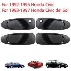 4pcs New Door Handles Outside Exterior Front Rear LH & RH Set for 1992-1995 Honda Civic 1993-1997 Civic Del Sol