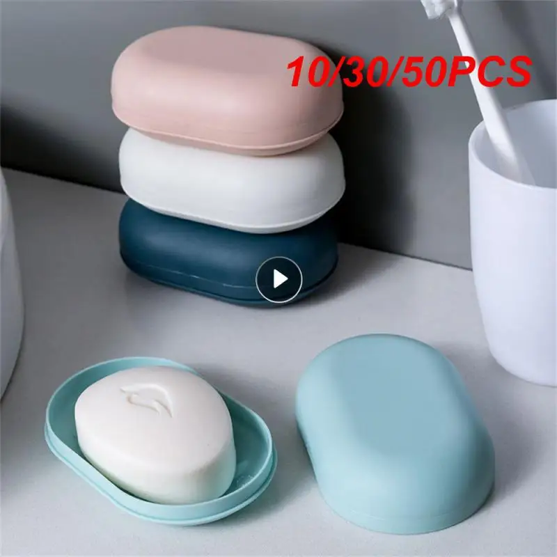 10/30/50PCS Meat Powder Household Soap Dish Water Proof Compact Soap Organizer Bathroom Supplies Multifunction Reliable Soap Box