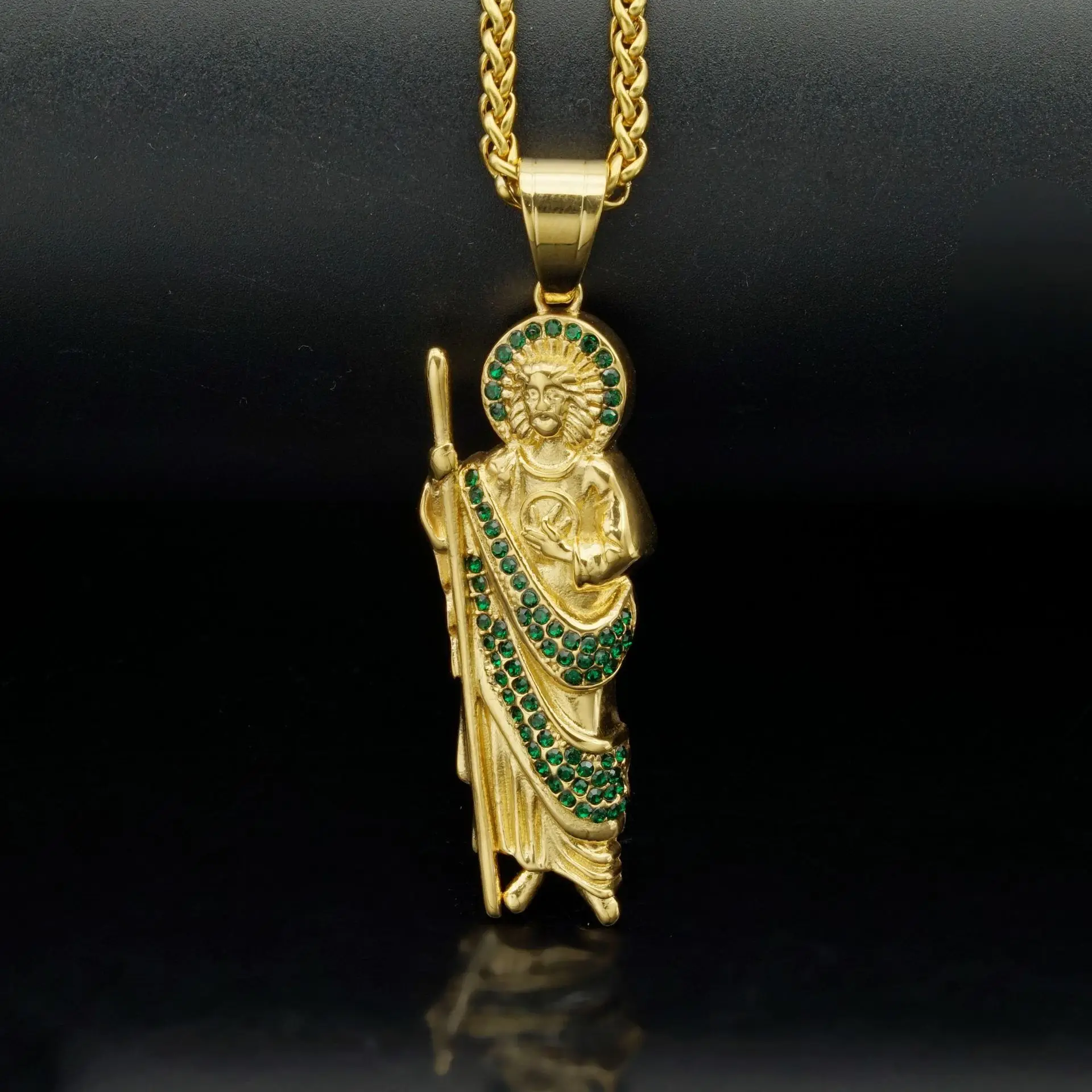 1pc 316L stainless steel pendant, Saint Jude, with rhinestone Streets, hip-hop, parties, men's women's holiday gifts, jewelry