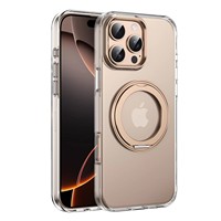 360° Rotating Magnetic Holder Phone Case For iPhone 16 15 13 14 12 Pro Max Plus Magsafe Wireless Charging Transparent Hard Cover