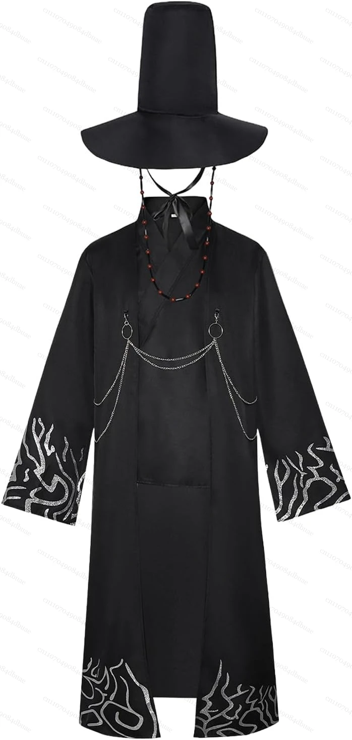 Costume da uomo Kpop Demon Cosplay Hunters Saja Boys Costume Jinu con abito tradizionale e cappello Costumi di Halloween per adulti