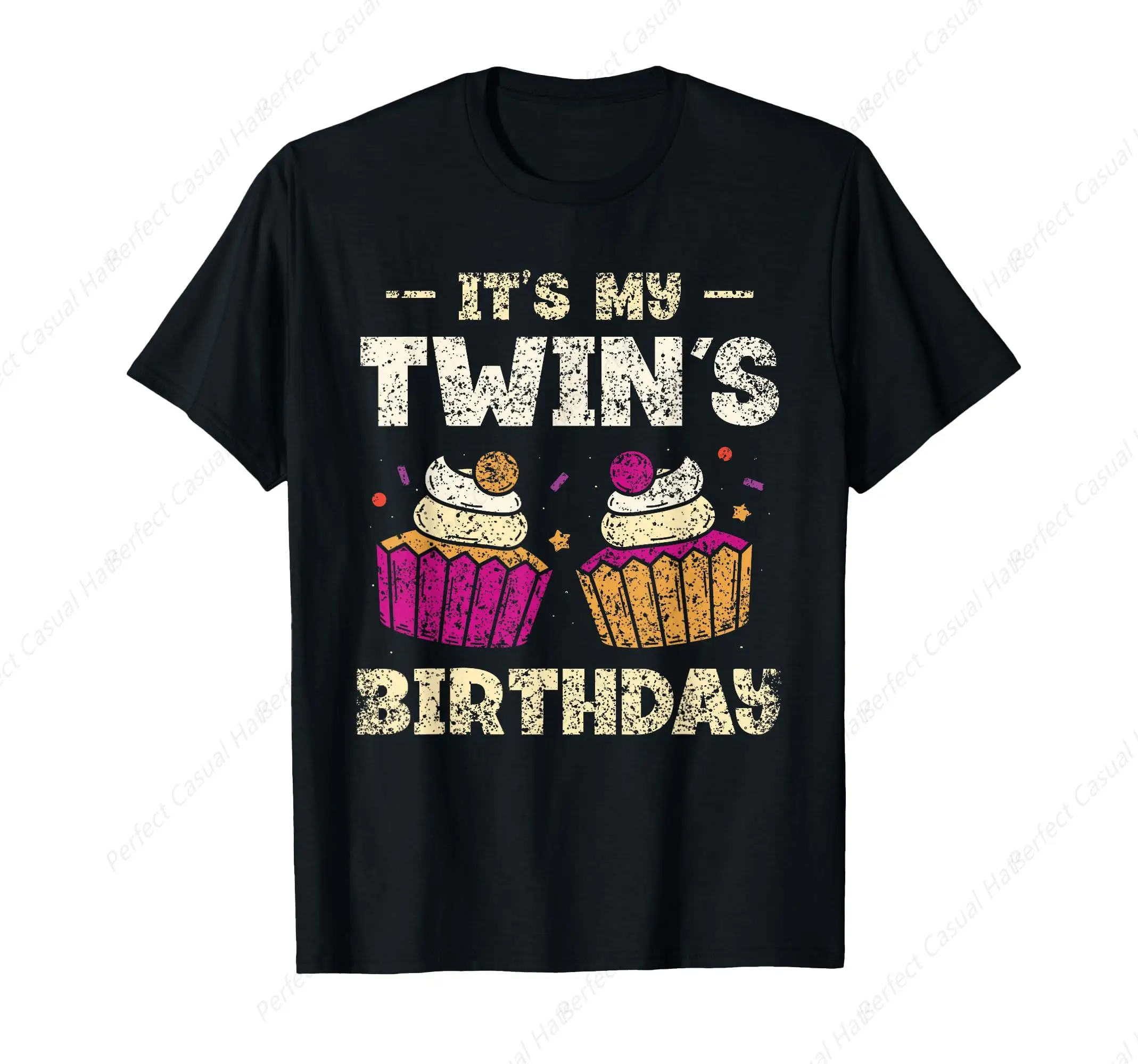 It'S My Twin'S Birthday Celebrate Twin Cute Twins T-Shirt Cotton Casual Round Neck Cotton Short Sleeve