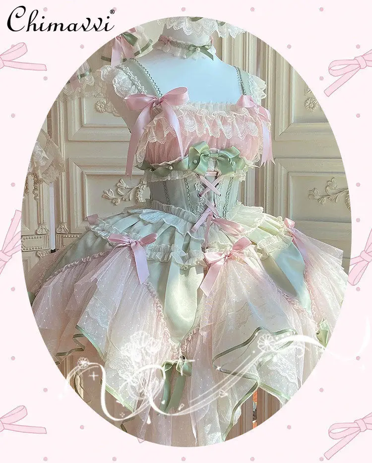 

Super Fairy Lolita Dress Spring Summer Sweet Cute Short Floral Wedding Birthday Coming-of-age Ceremony Party Princess Gown