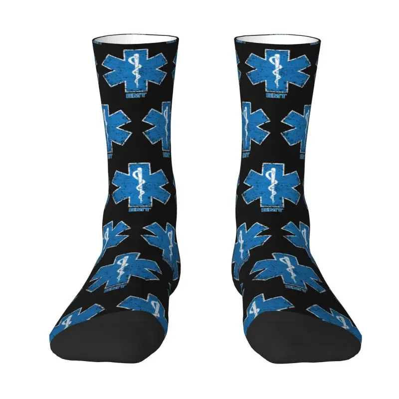 Funny Printing Emt Star Of Life Socks for Men Women Stretchy Summer Autumn Winter Paramedic Medic Ambulance Crew Socks