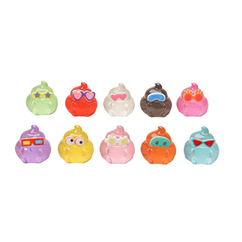 5pcs Miniature Shit Luminous Poop Ornament Resin Fairy Garden Accessories Miniature Craft Decoration Glow Micro Landscape Gift