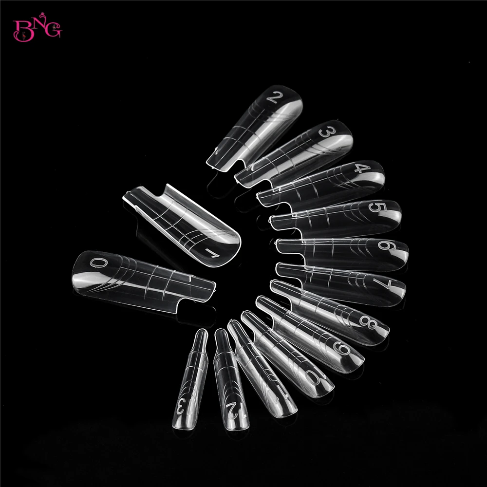 BNG 140Pcs/Box Square Nail Forms For UV Gel Quick Building Extension Mold Plastic Dual Form Top Mold False Nail Tips