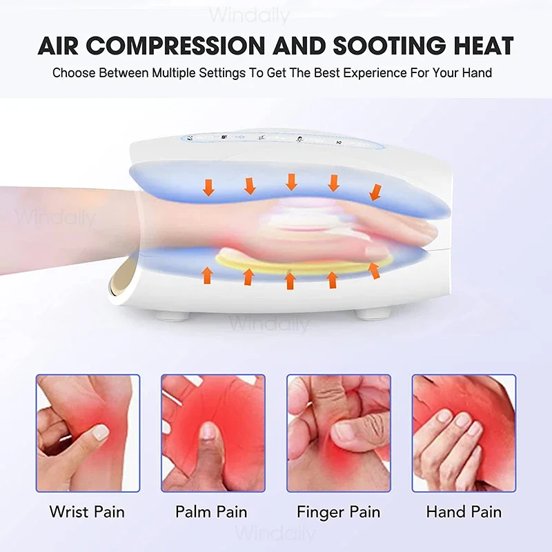 Masajeador de mano eléctrico para mujer y niña, presión de aire de acupuntura con Dispositivo de masaje, compresión de calor, calentamiento, dedo de Palma, alivio del dolor, regalo