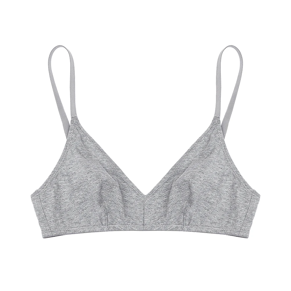 Women Cotton Bra Wireless Unlined Bralette Simple Sports Everyday Soft Comfortable Breathable Bra for Lady Grey