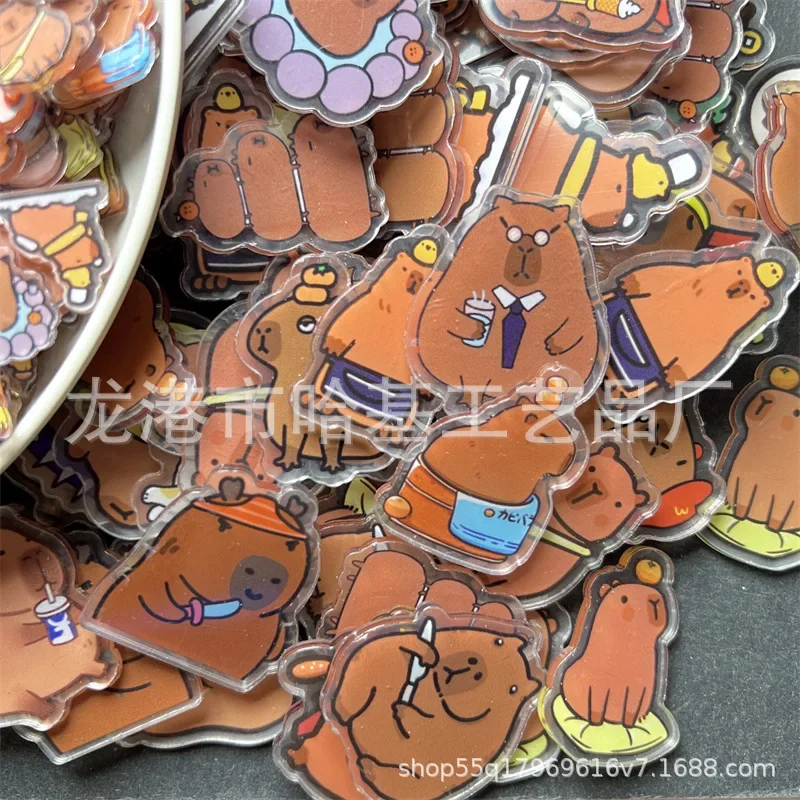 2/4cm Capybara Cartoon Cute Patch Keychain Hair Tie Refrigerator Sticker Phone Case DIY Accessories Acrylic Sheets Birthday Gift