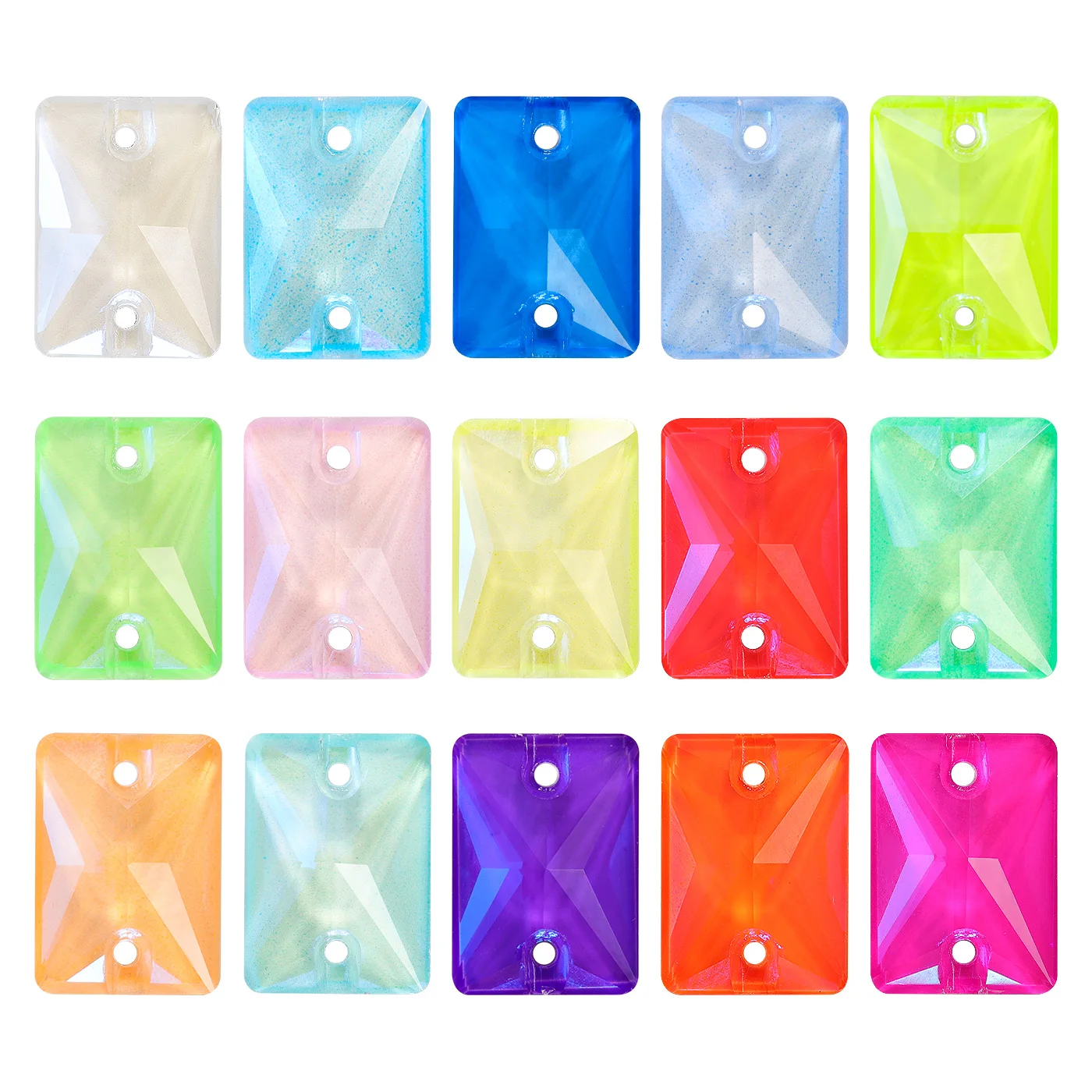 QIYI Neon Top Quality Rectangle Glass Flat Back Sewn On Rhinestone Glitter Gems Stones Rhinestones for Sewing Fabric Clothes