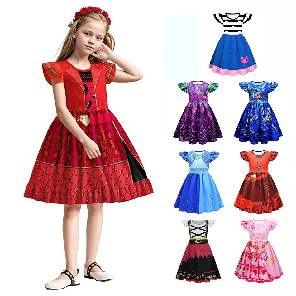 Girls Elegant Halloween Party Flutter Sleeves Enchanting Dresses Kids Movie Cosplay Dresses Themed Celebrations Girls Dresses