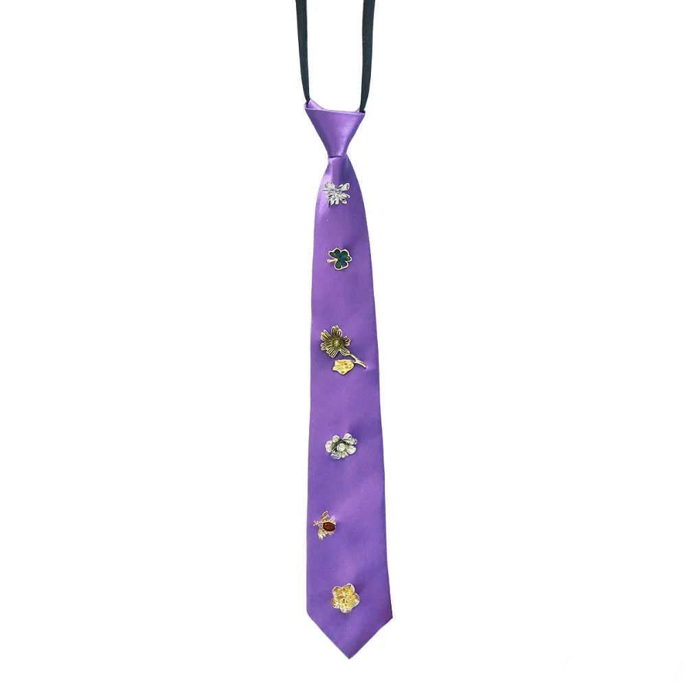 Temperament Korean Flower Tie Insect Black Rhinestone Necktie Alloy Academic Style Decoration Shirt Tie Men