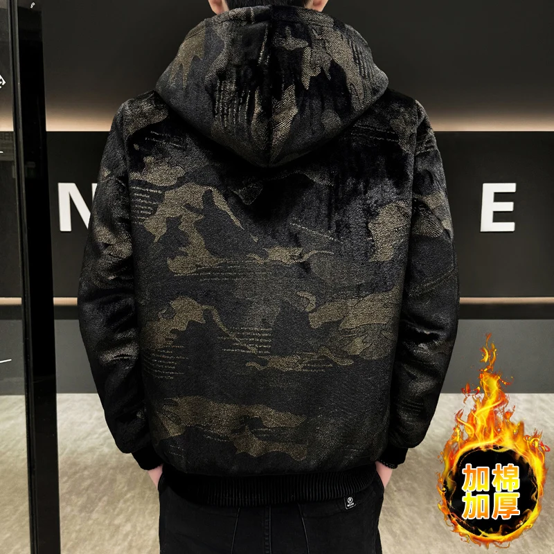 Mode 2024 Winter Mannen Casual Capuchon Katoen Gewatteerde Jassen Jeugd Streetwear Dikker Warme Bontjassen Outdoor Top Parka kleding